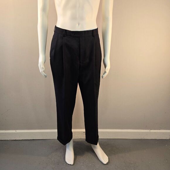 Marcraft Wool Dress Pants Navy Blue Mens Sz 32 x 28 Pleated Front Classic Cuff - Picture 3 of 11